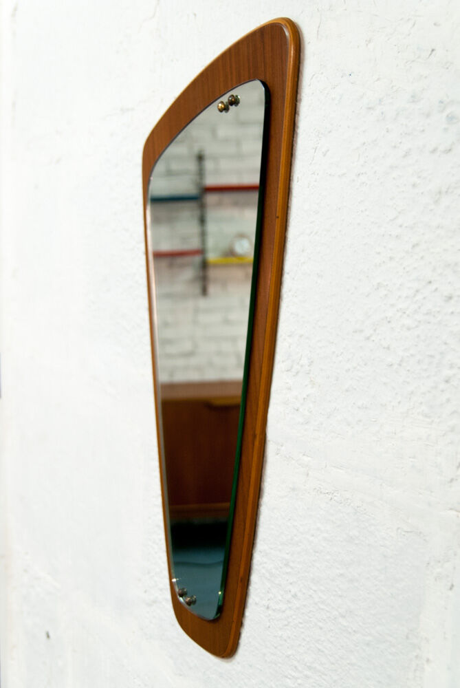 Asymmetric mirror teak 37x76cm