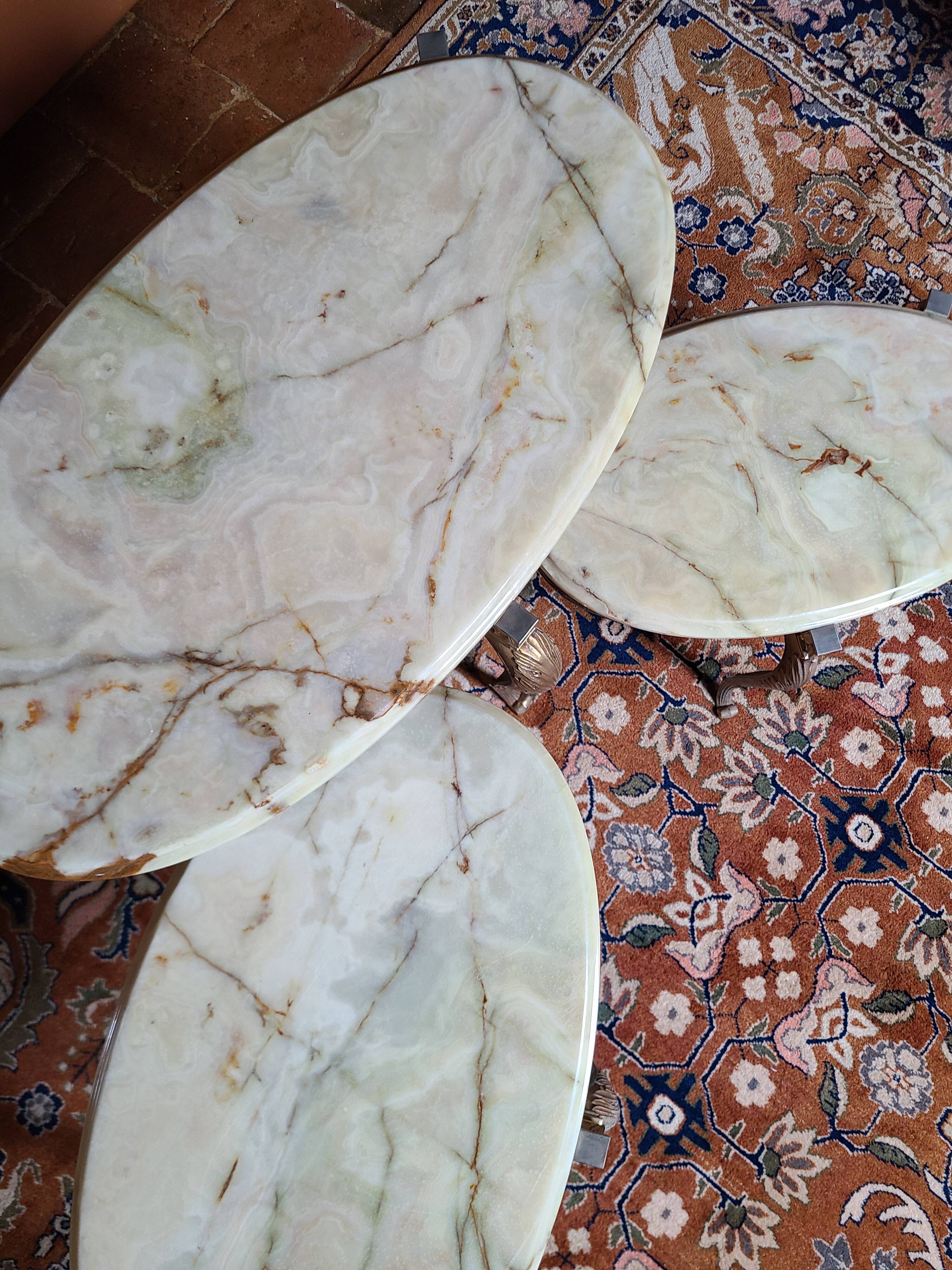 Marble nesting table with brass legs