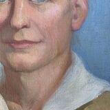 Vintage Oil On Canvas Men Portrait Signed, Small, 1950s