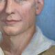 Vintage Oil On Canvas Men Portrait Signed, Small, 1950s