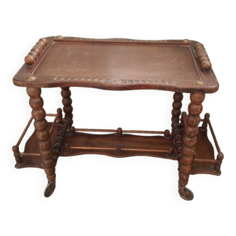 Wooden trolley on wheels