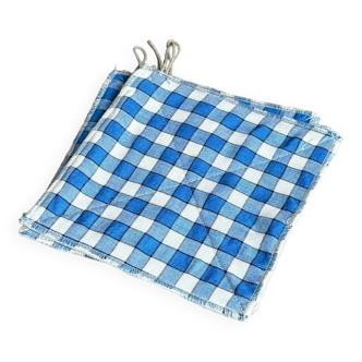 Pot holder, overalls, blue bistro tiles