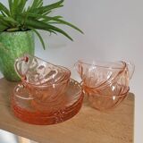 Set of 4 Rosaline cups and 4 saucers from Arcoroc