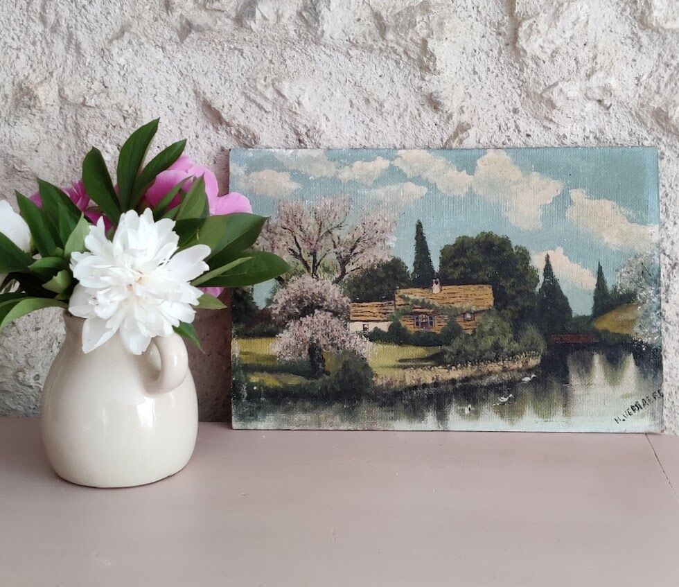 Painting on wood signed