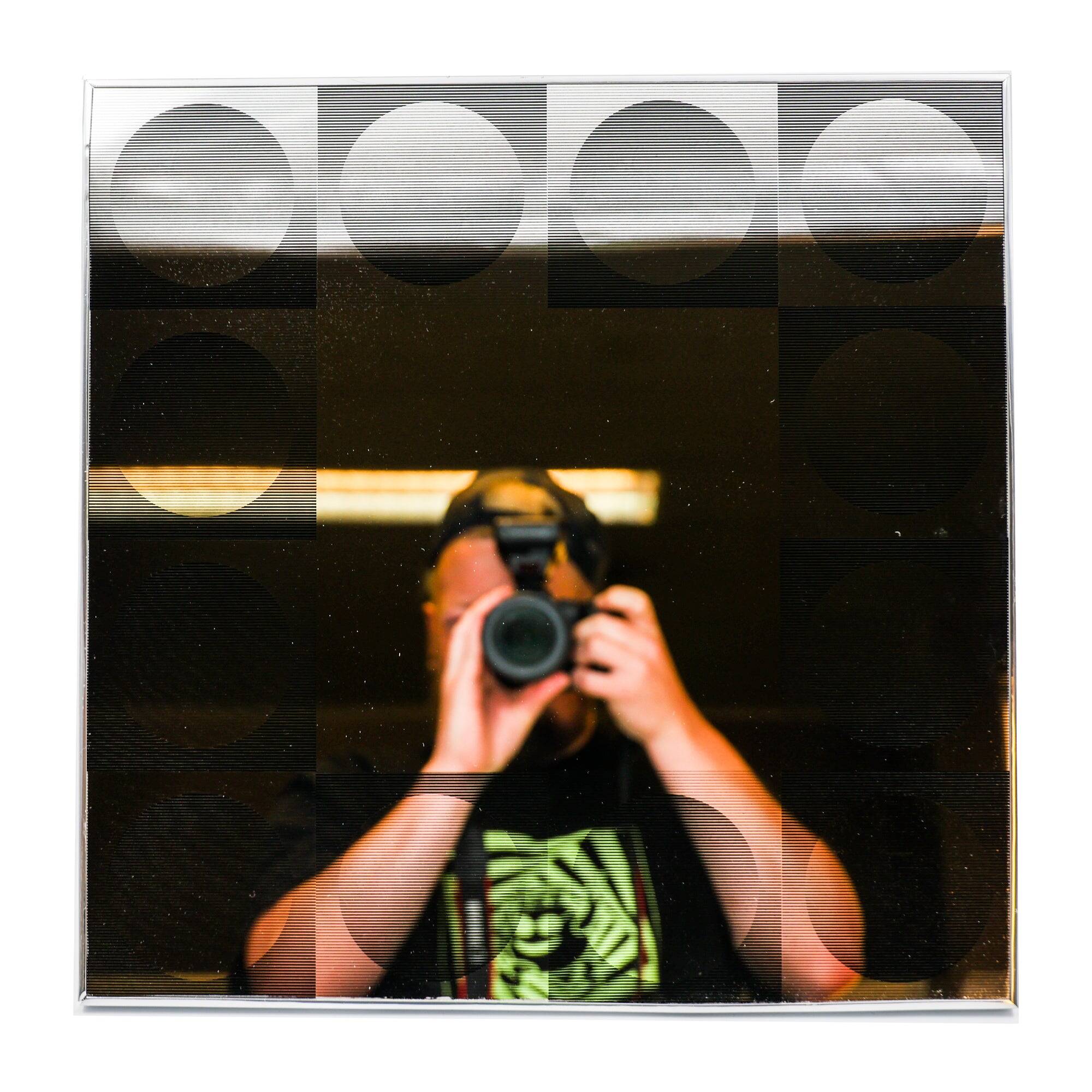 Optique art mirror in the style of victor vasarely