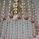 chandelier glass stamps, pink glass drops.