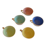 5 earthenware coffee or tea cups from saint amand france 1950
