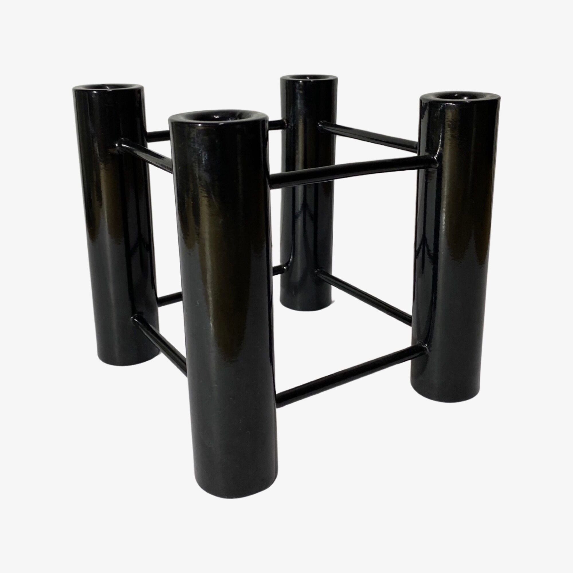 Black vintage candlestick holder from scandinavia | mid-century candleholder for high candles