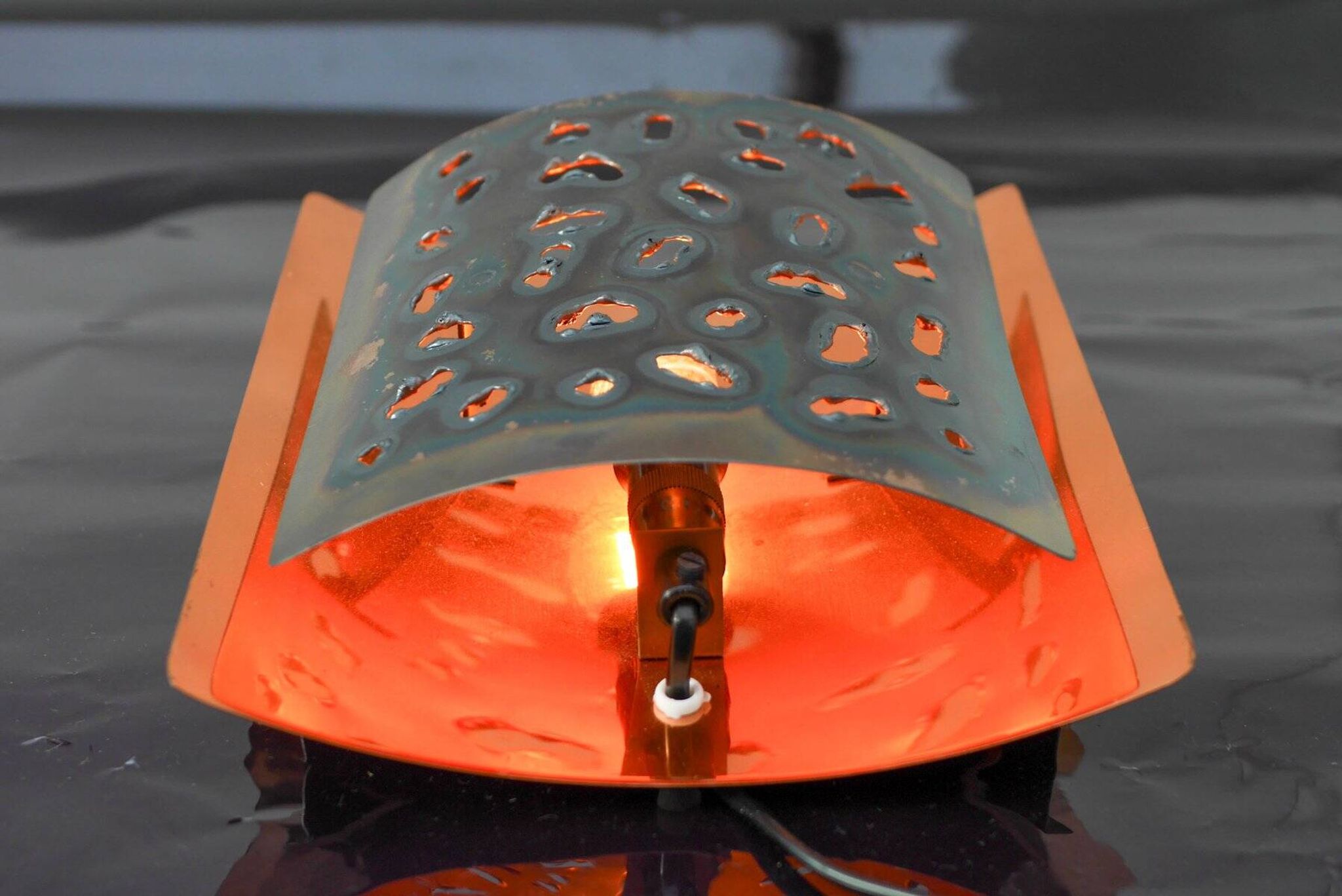 Vintage Brutalist copper wall sconce from Boréns, 1960s