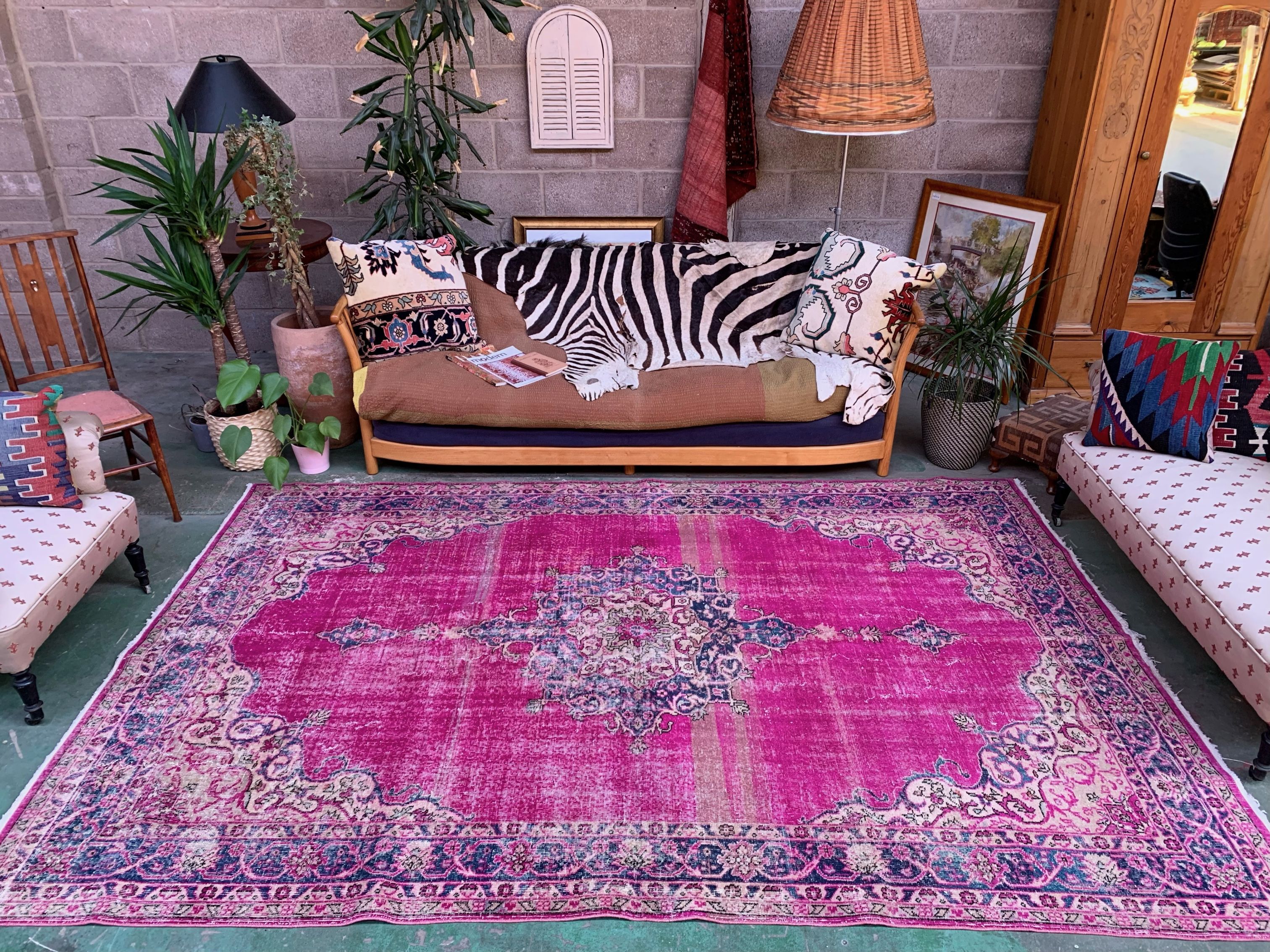 Vintage Turkish Rug 300x200 cm, Tribal Wool Carpet Large
