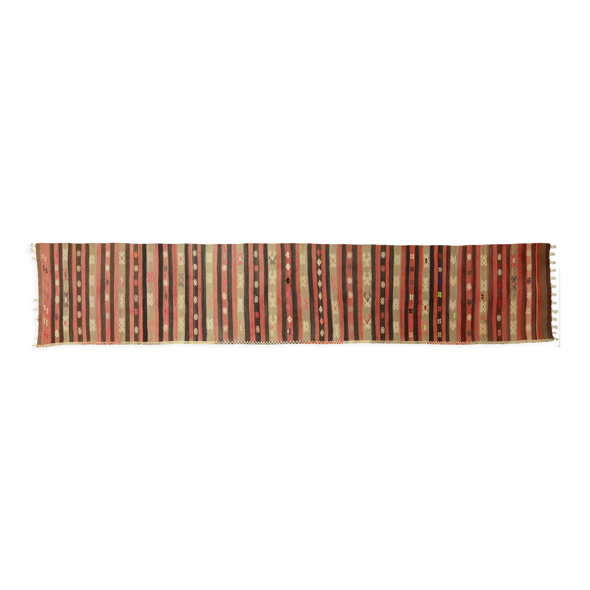 Anatolian handmade kilim rug 416 cm x 80 cm