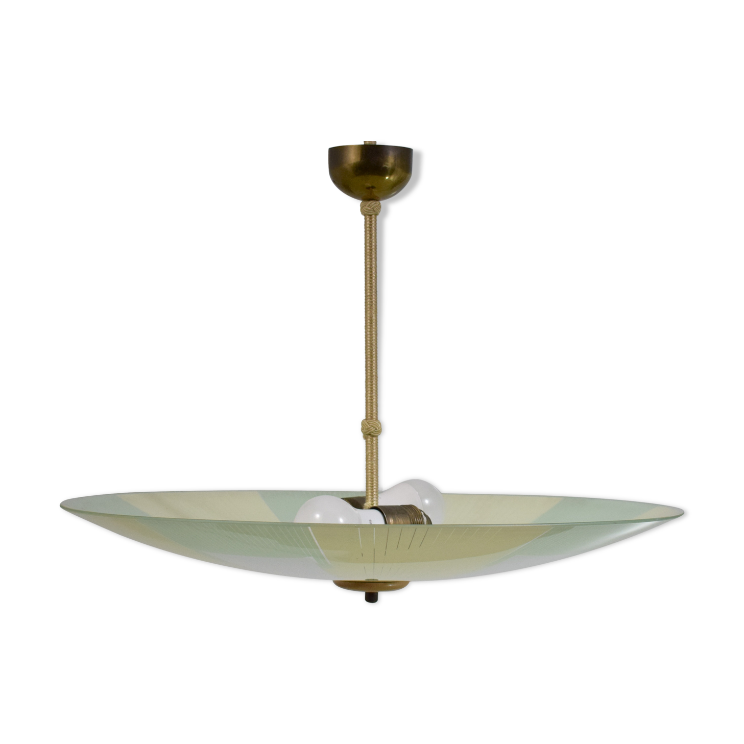 Vintage glass hanging lamp with colour patterns