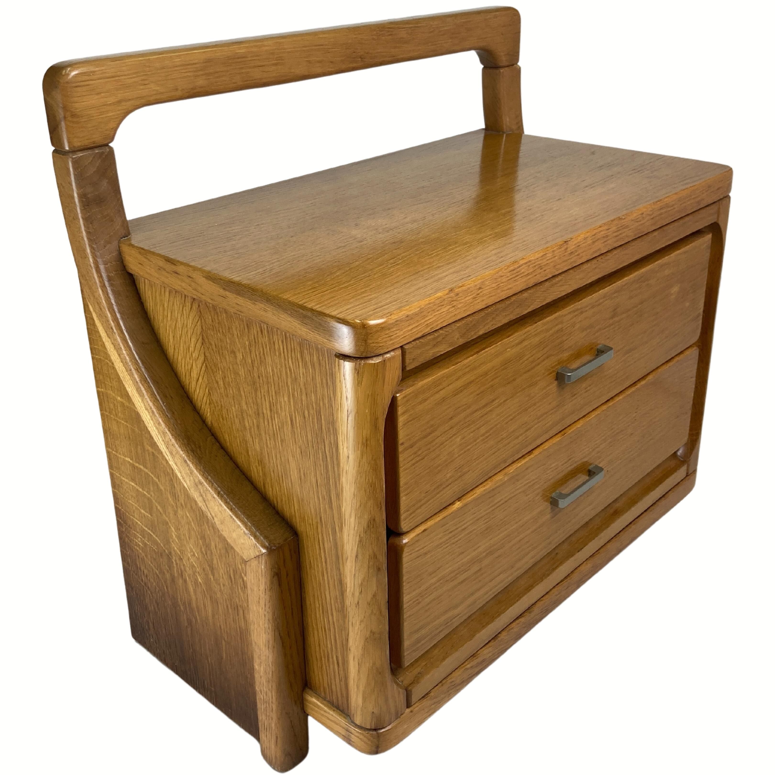 Danish scandinavian oak curved free form night stands or side tables, 1970s