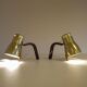 Hans-Agne Jakobsson Wall Lamps in Brass and Stained Wood, Sweden, 1970s