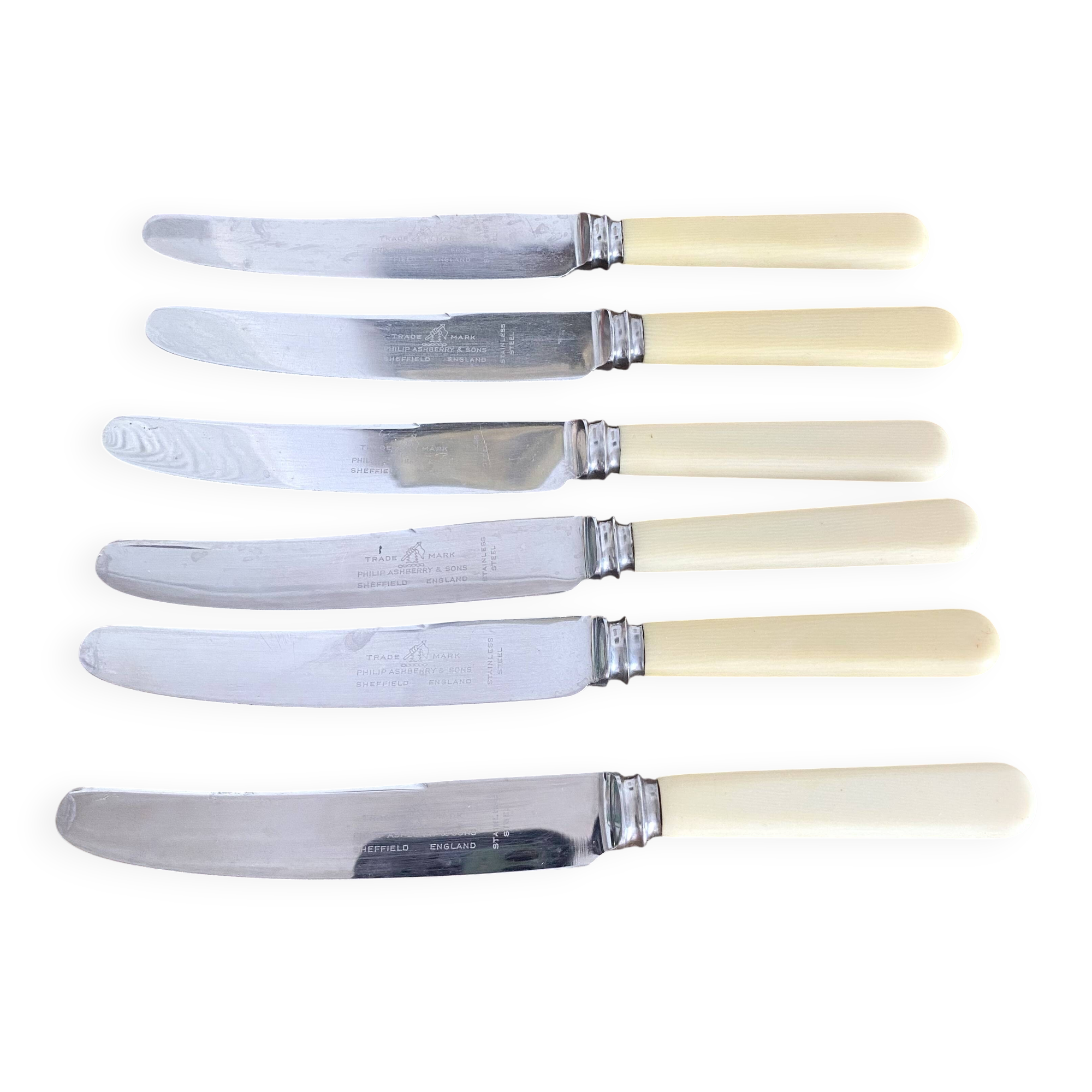 6 Philip Ashberry & Sons knives made in Sheffield England 21 cm