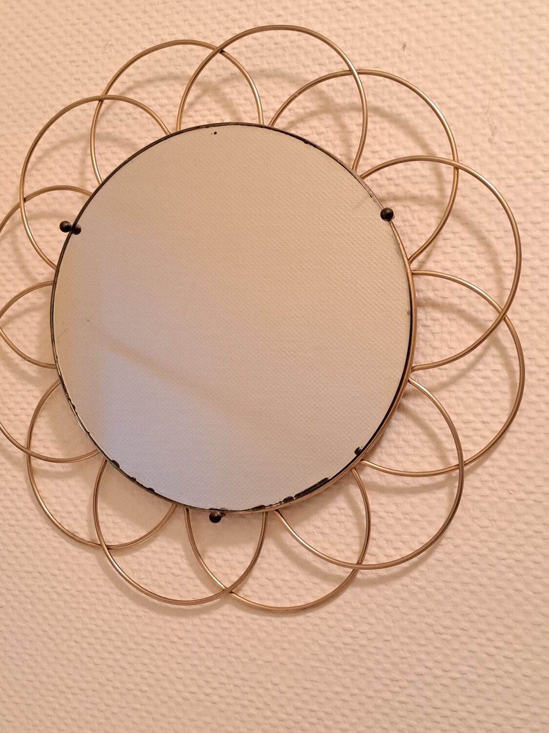 Miroir soleil, fleur vintage, 50x45 cm