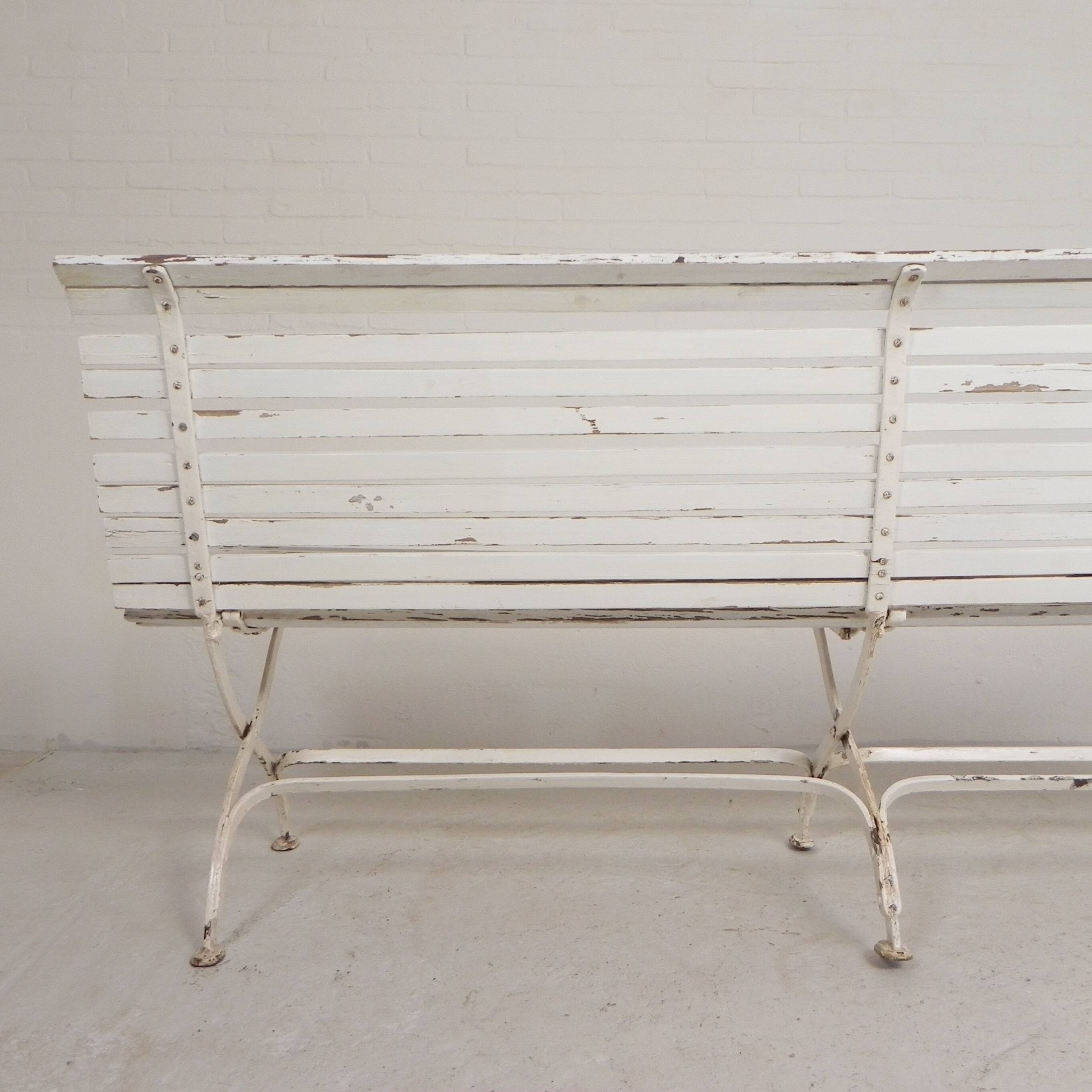 Garden bench, slatted bench, folding, 2 metres long, 1930s.