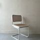 Cesca B32 vintage design chair in white metal and cane by Marcel Breuer