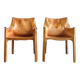 Paire de fauteuils Cab 413 par Mario Bellini en cuir beige patiné, Cassina