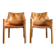 Paire de fauteuils Cab 413 par Mario Bellini en cuir beige patiné, Cassina