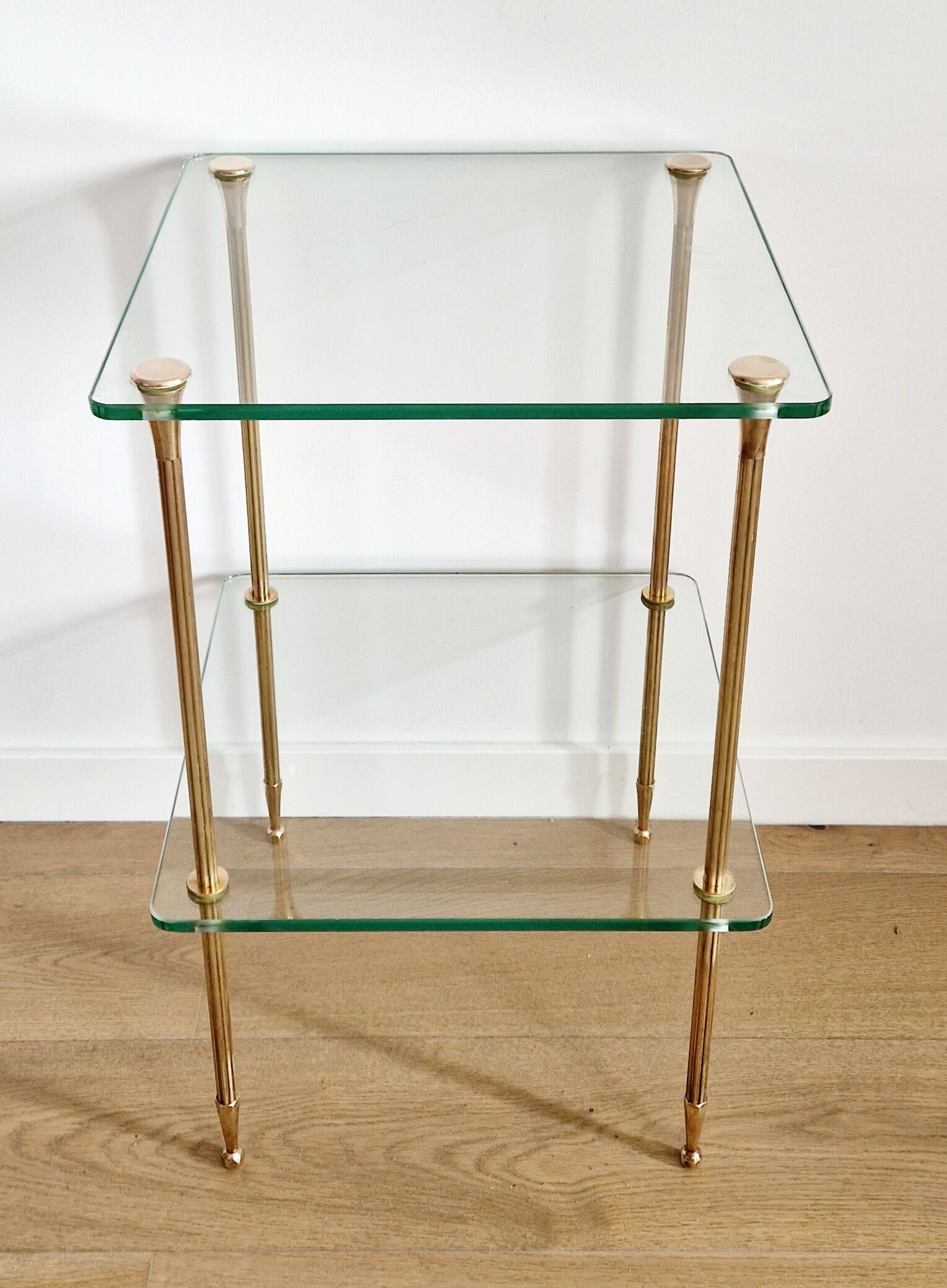 Glass and brass side table 70s