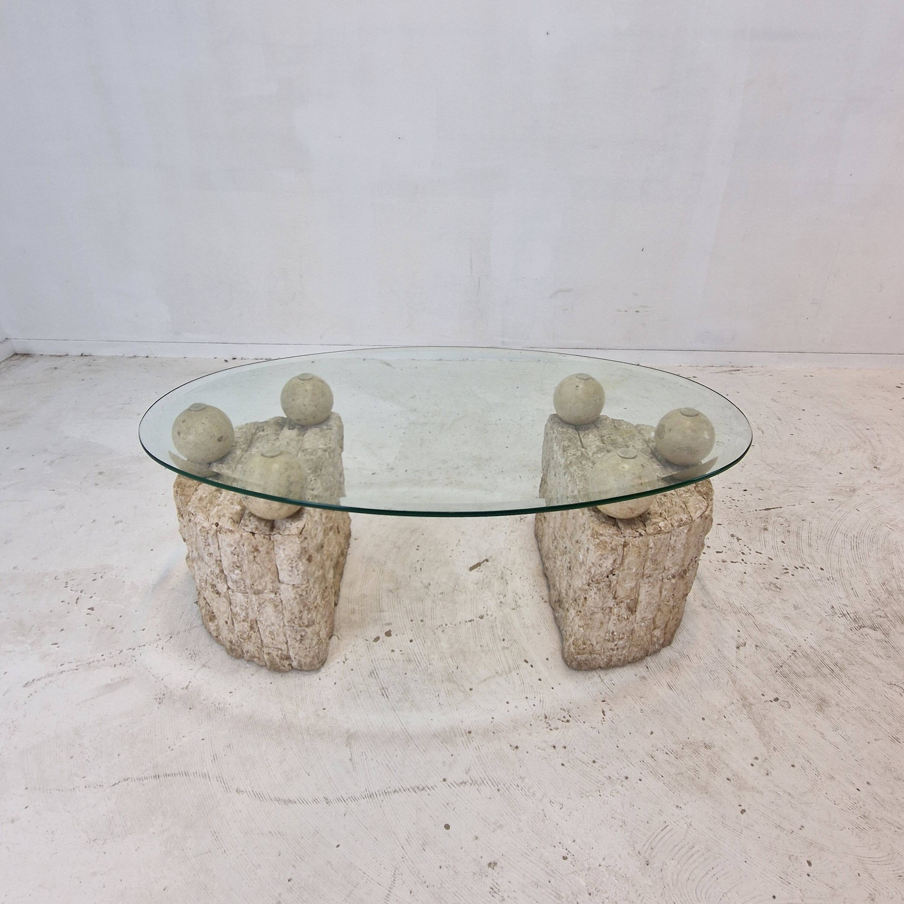 Magnussen Ponte Mactan Stone Coffee or Fossil Stone Table, 1980s