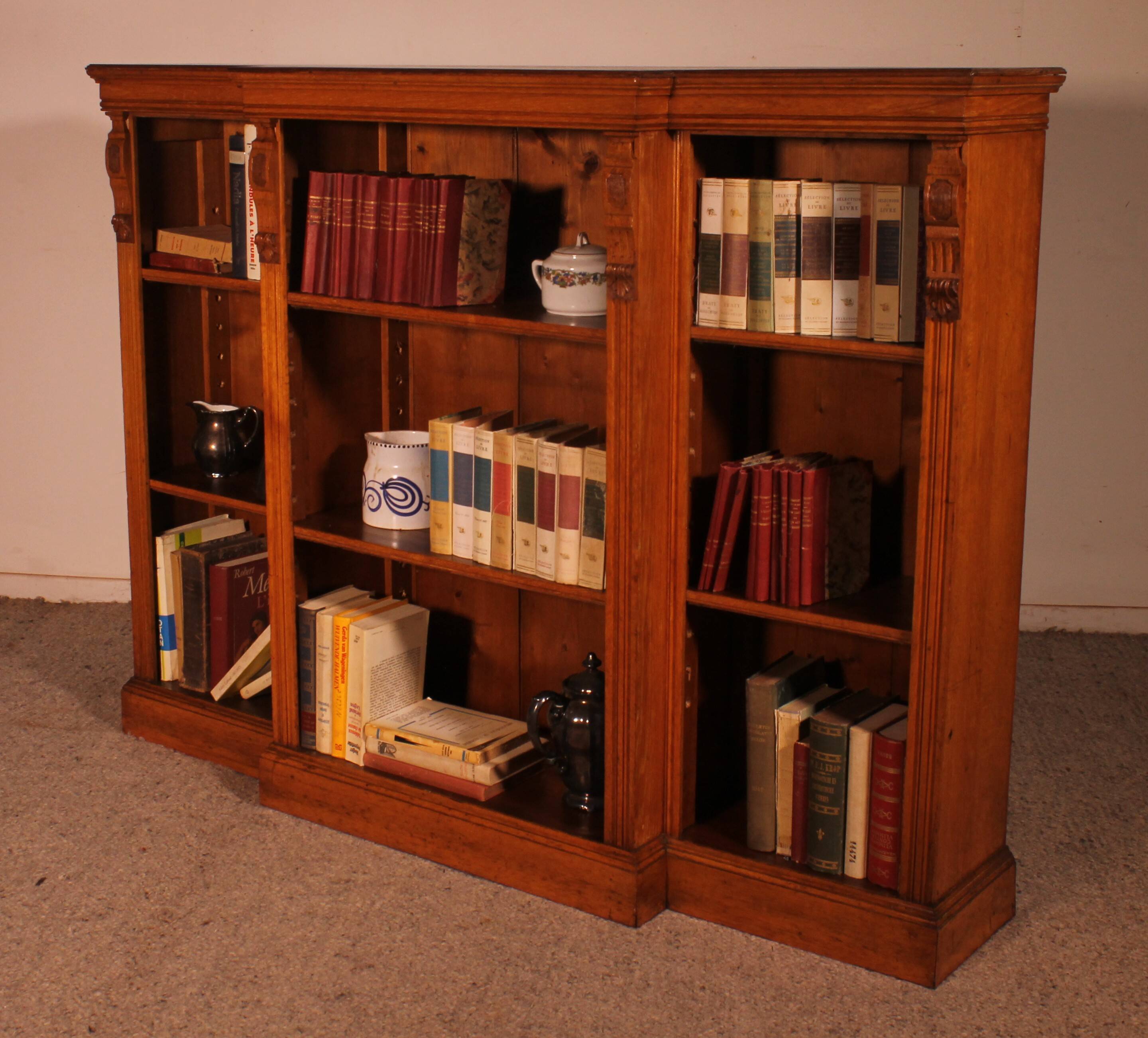 bibliothèque ouverte en chêne claire-19° siècle