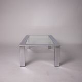 C. 1975 - Table basse moderniste en acier chromé et verre - France/Belgique