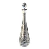Carafe with antique glass liquor with diamond cap cut crystal silver frame
