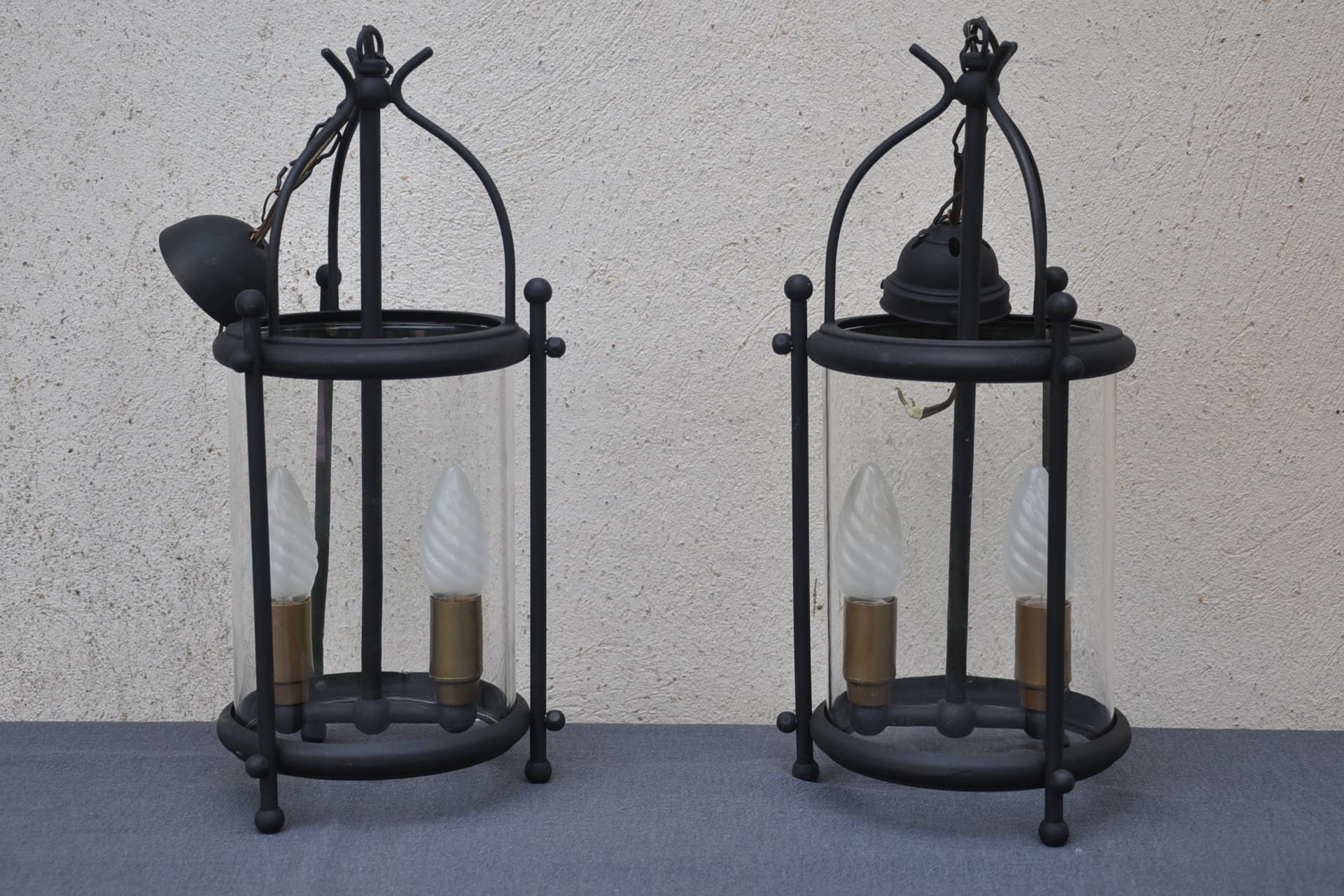 Pair of vintage black lanterns