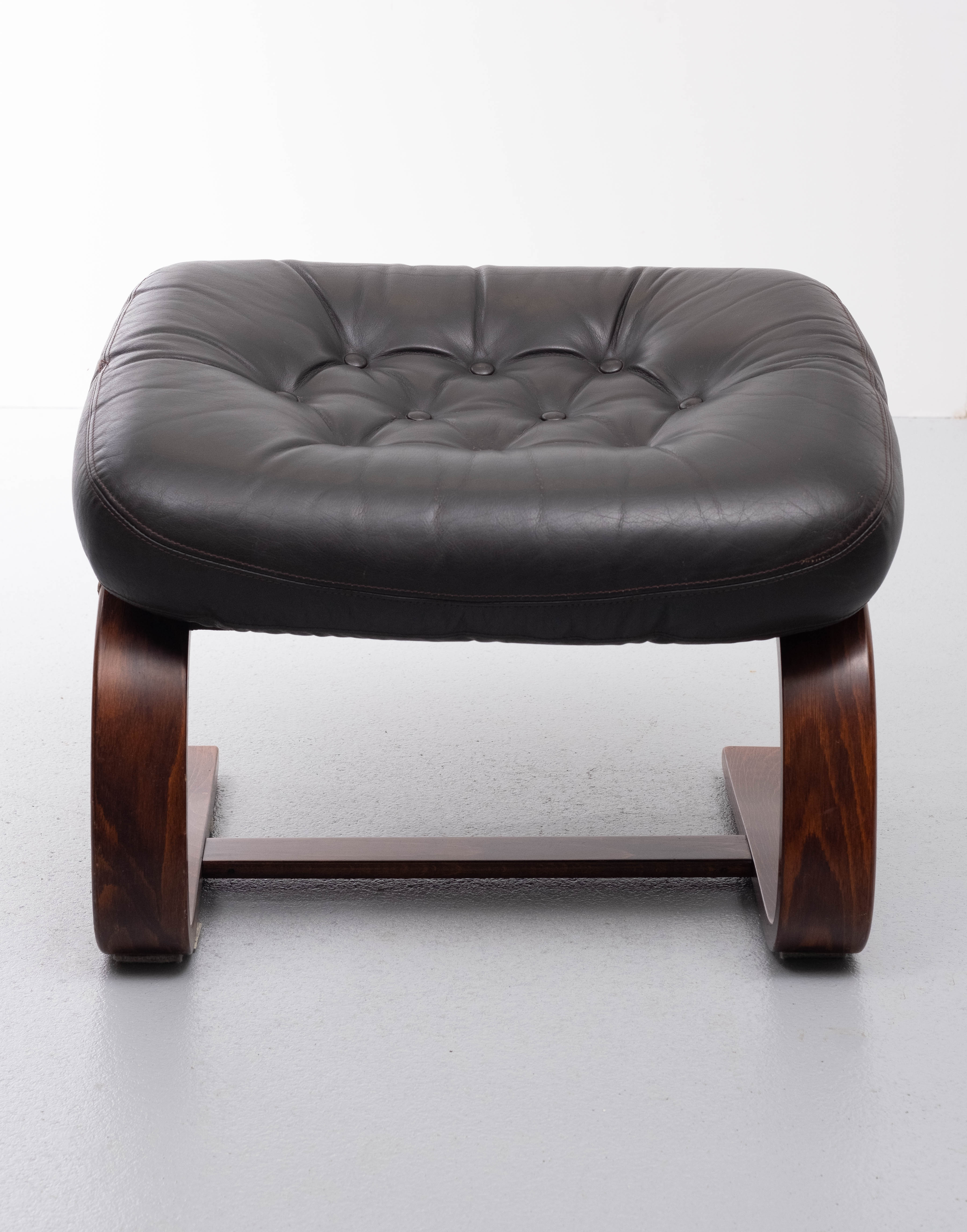 Kengu Leather Ottoman Rykken Norway 1960s