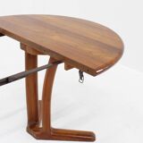 Table de salle à manger ronde extensible vintage Dyrlund danoise en teck massif