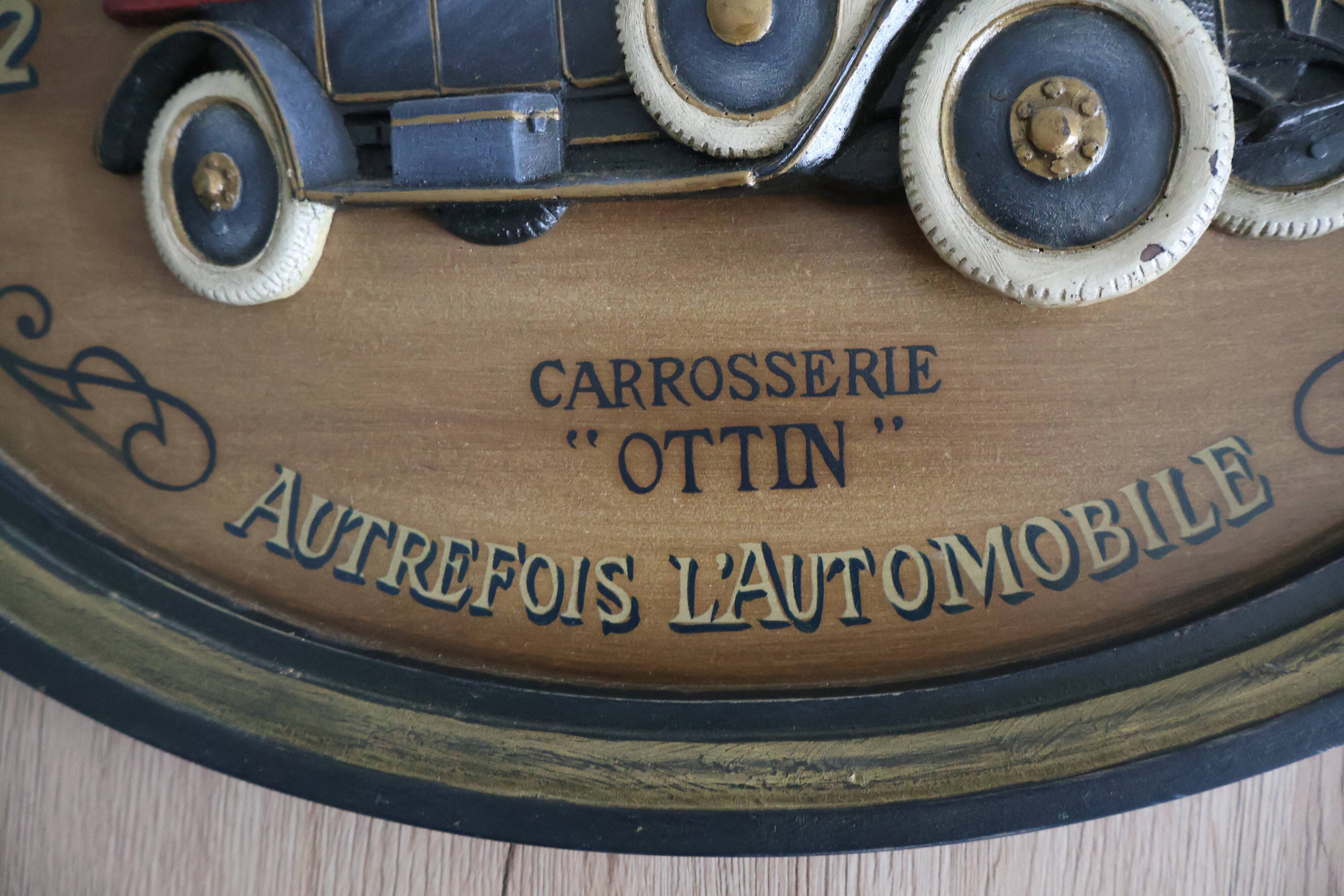 Wooden painting old car country corner 60s