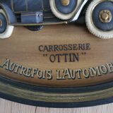 Wooden painting old car country corner 60s