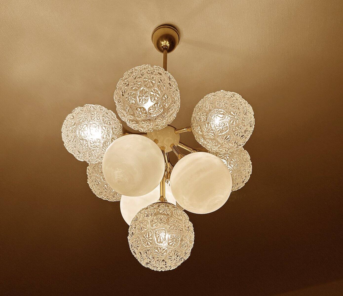 Large  Vintage Glass Pendant Light, 1960s