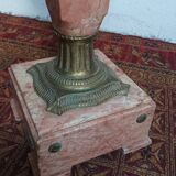 Colonne haute en marbre rose et bronze style Louis XVI