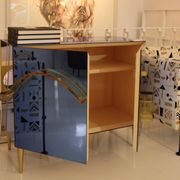 Italian Sideboard Covered In Blue and Orange Murano Mirrored Glass