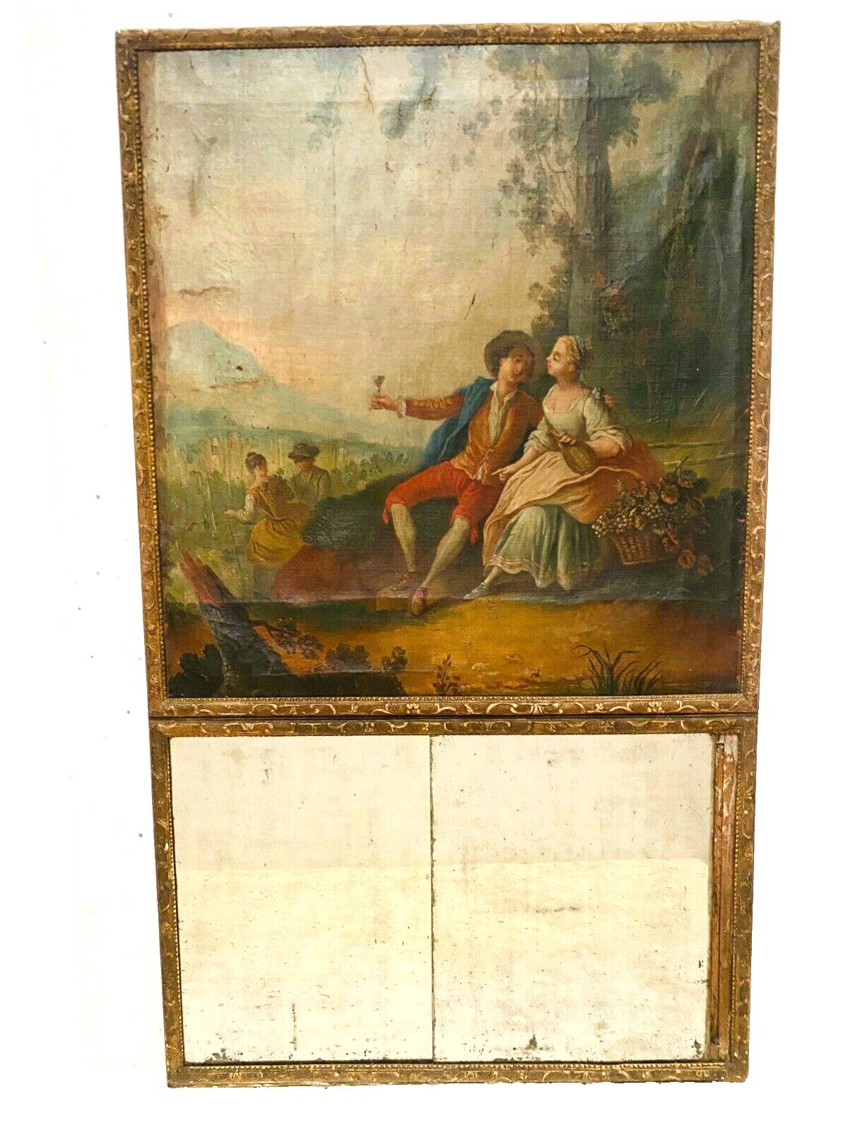 Louis XV style trumeau in carved wood 19th century