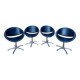 Suite de 4 fauteuils pivotants coque – Époque 1980 – Karisma – Cuir & Métal chromé