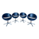 Suite de 4 fauteuils pivotants coque – Époque 1980 – Karisma – Cuir & Métal chromé