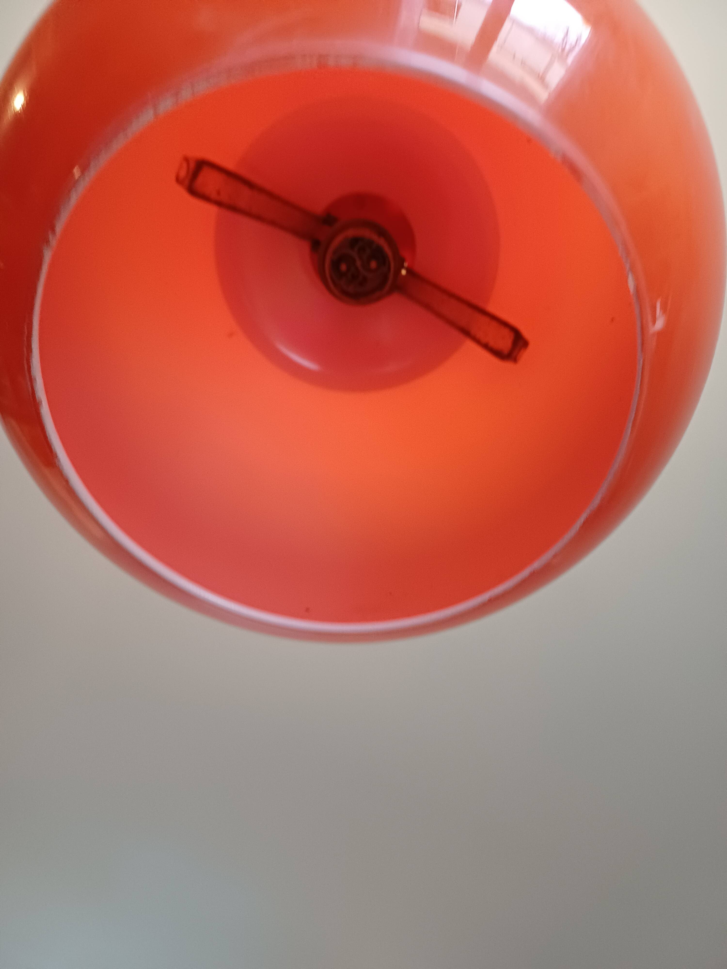 Vintage Opaline Orange and White Pendant Lamp