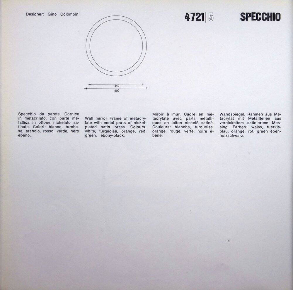 Round mirror by Gino Colombini for Kartell, 1960s