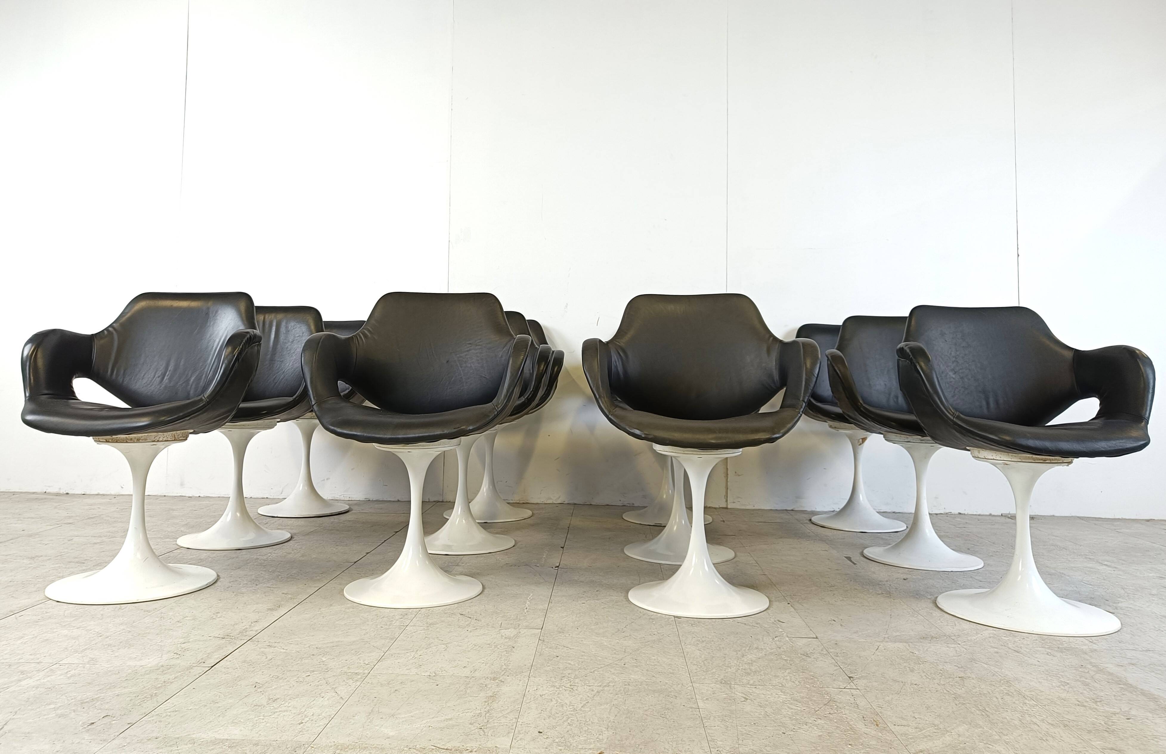 Vintage Euro FV tulip dining chairs set of 12 -  1970s