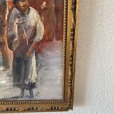 Oil painting “Sicilian procession” 1960, wooden frame and glass
