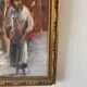 Huile « procession sicilienne « 1960, cadre bois et vitre
