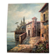 Vintage oil painting "Mediterranean Seaside" – Signed Rossini