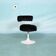 Space age design armchair from the sixties, fluffy stool with trumpet base.