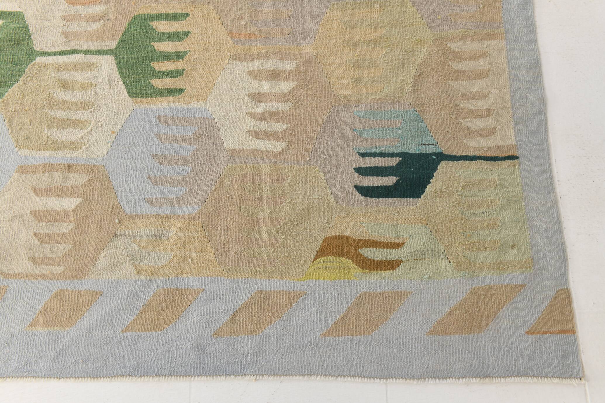 Geometric Multicolor Vintage Kilim Rug, 270x352Cm