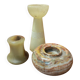 Set of three marble candlesticks