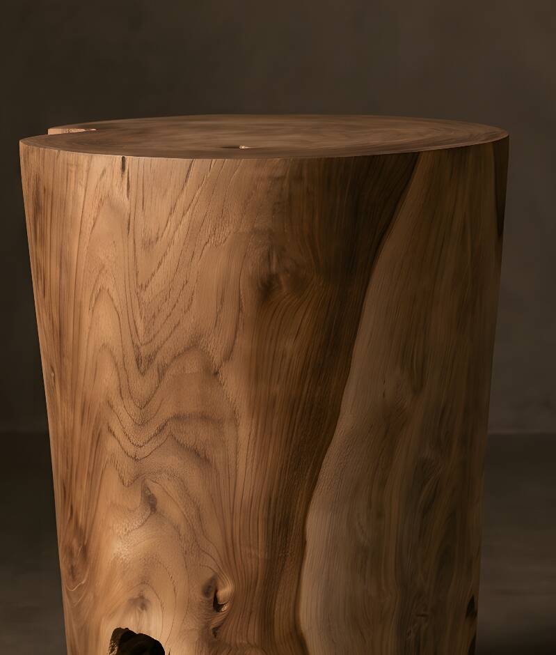 ARLA side table stool in hand-carved solid recycled teak.